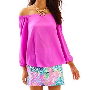 Lilly Pulitzer EUC Adira silk off the shoulder top